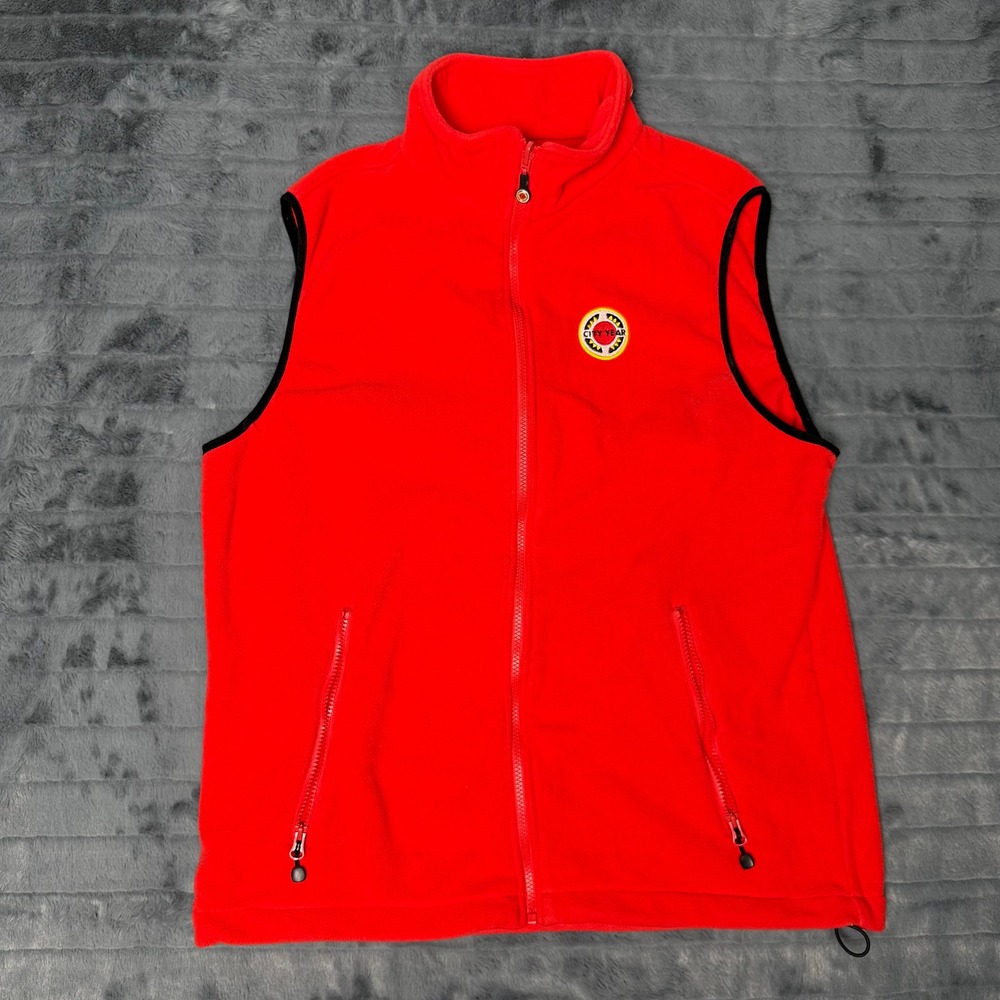 WearGuard Fleece Vest Mens Large Red City Year Full Zip Mock Neck 83004